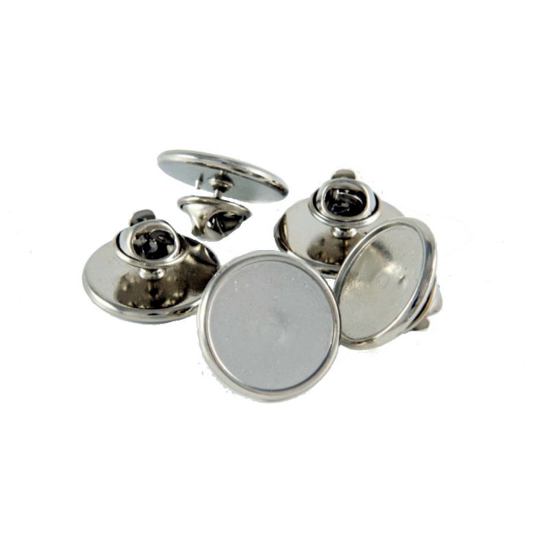 Premium Badge Blank round 16mm silver clutch fitting